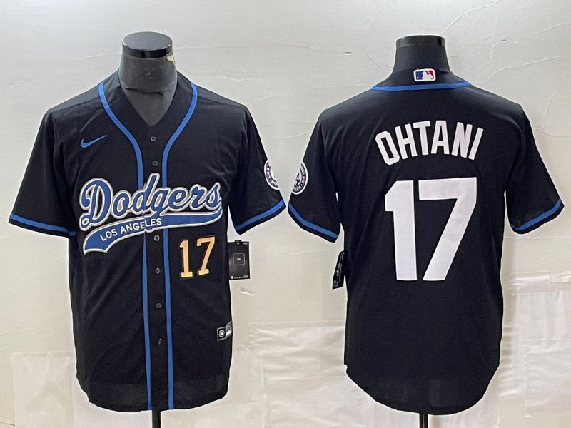 Men Los Angeles Dodgers #17 Ohtani Black Nike Game MLB Jersey style 2